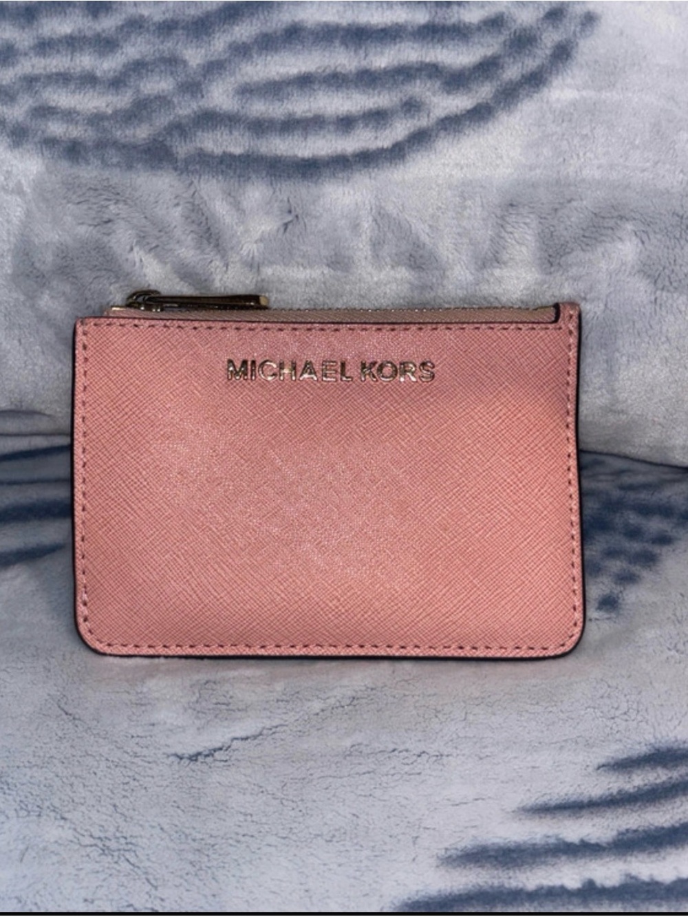 Michael Kors Blush Pink Saffiano Leather Zip Card Holder